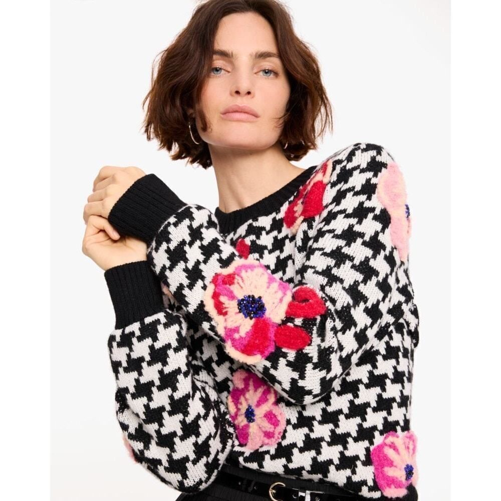 Kate Spade Houndstooth alpaca wool Poppy Sweater L